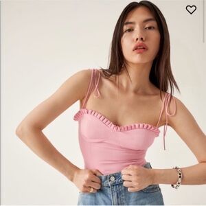 Reformation Pink Ruffle Camisole